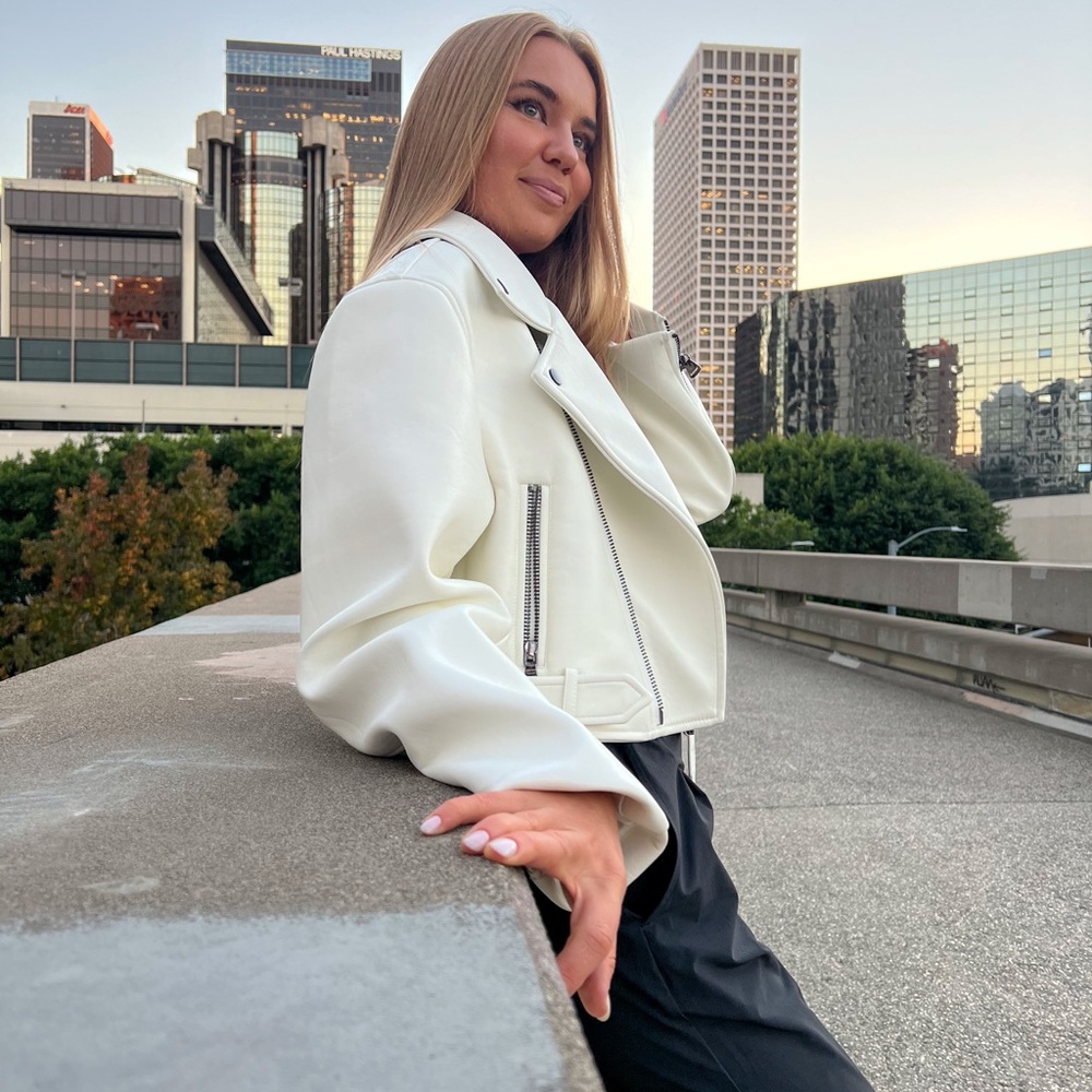 Lioness White Leather Biker Jacket - Picture 3 of 4